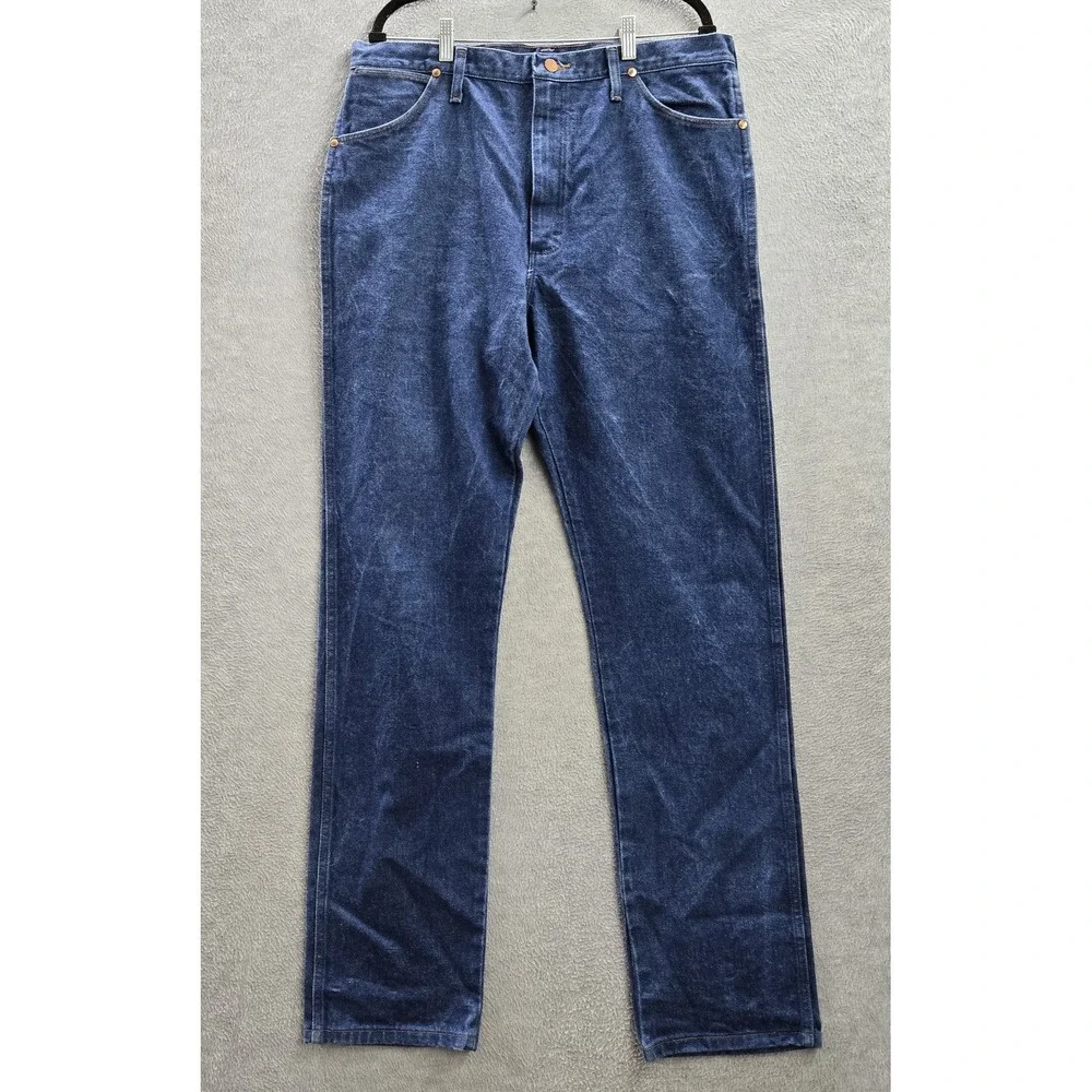 Wrangler‎ Men Jeans 38X36 Blue Denim 13MWZ Cowboy Cut Original Fit Button Rivet